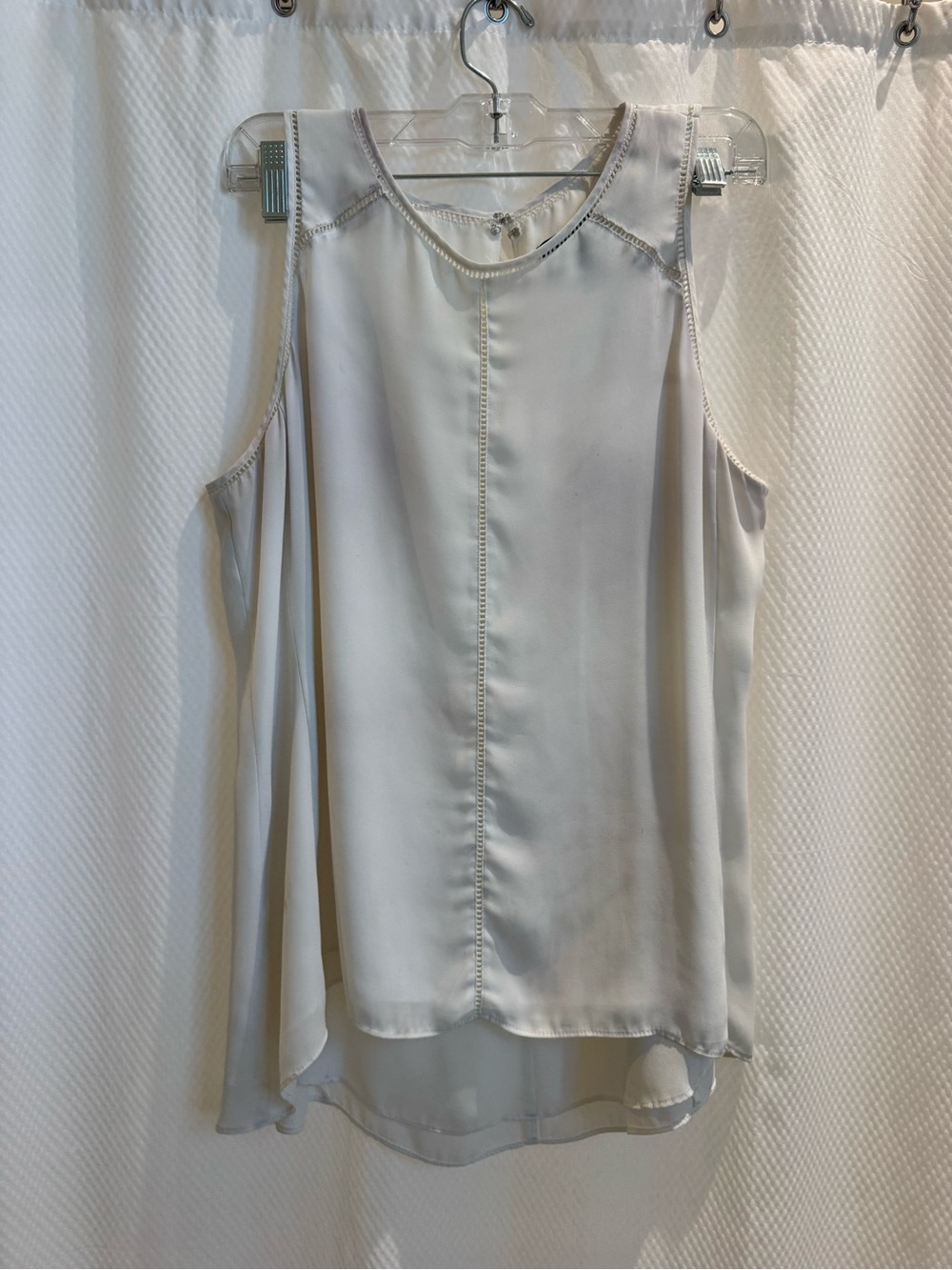 White House Black Market Cream Sleeveless Layered Shell Top